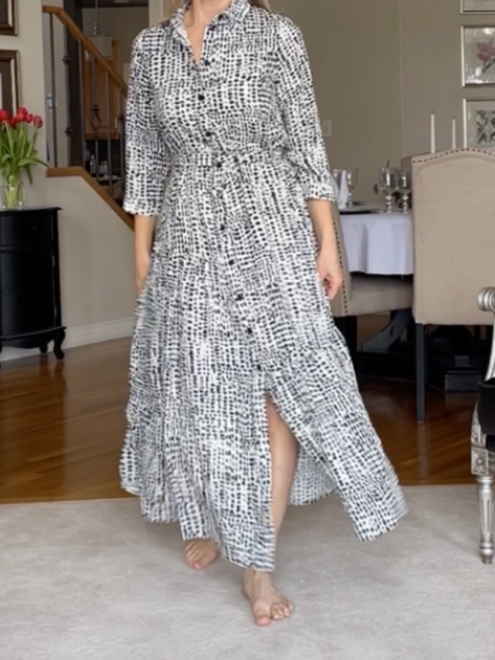 Black and white collared maxi dress from Zara